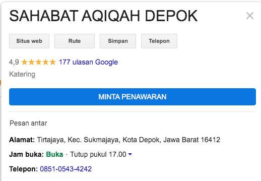 google maps aqiqah depok