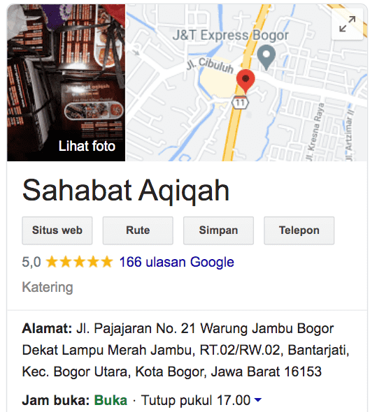 Google Maps Tempat Paket Aqiqah Terdekat di Bogor
