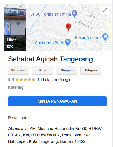 Google Maps Paket Aqiqah Tangerang Terdekat