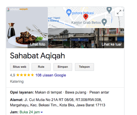 google maps paket aqiqah bekasi terdekat dan murah