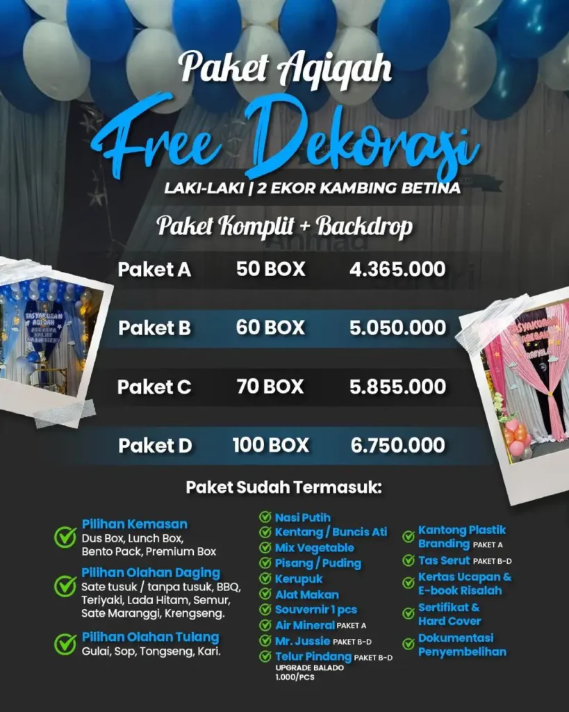 jasa aqiqah paket aqiqah 2 ekor kambing free dekorasi