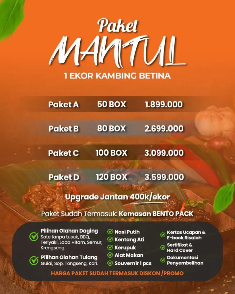 jasa aqiqah paket mantul 1 ekor kambing betina
