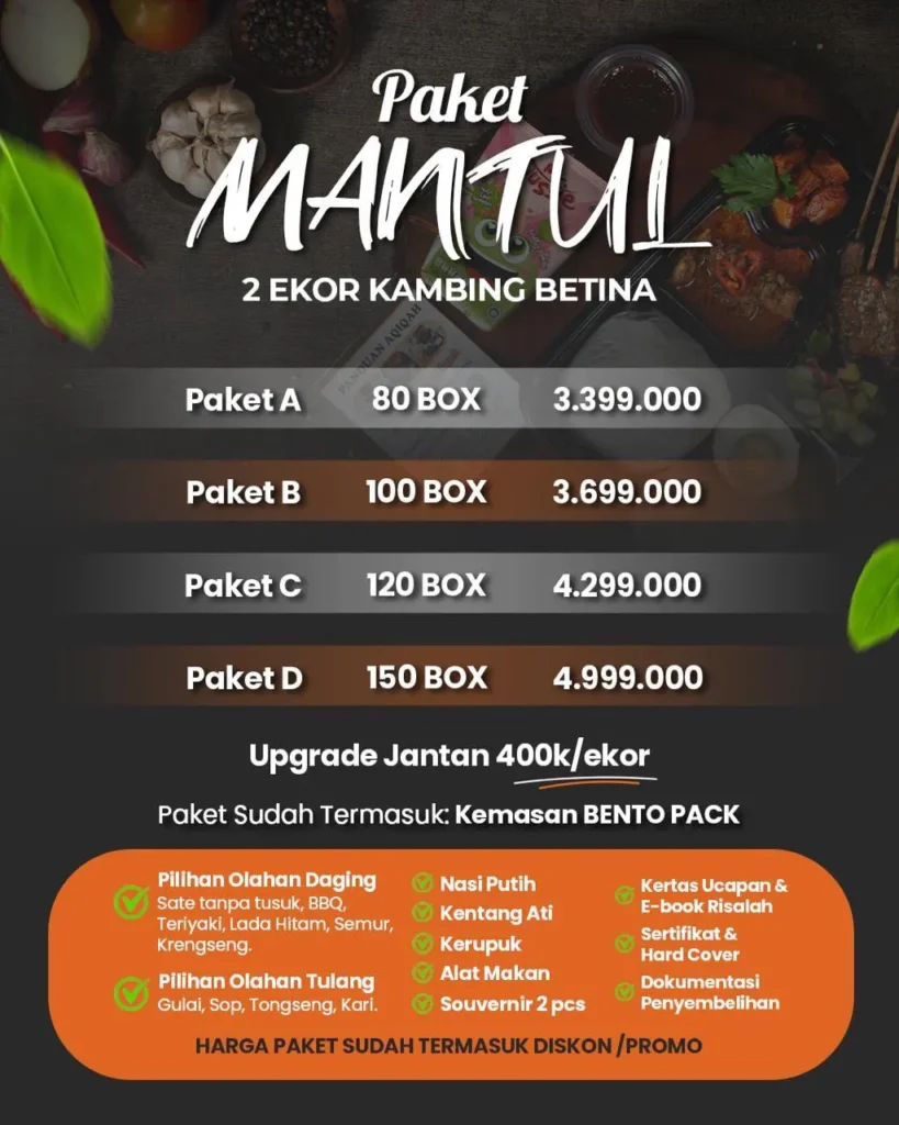 jasa aqiqah paket mantul 2 ekor kambing betina