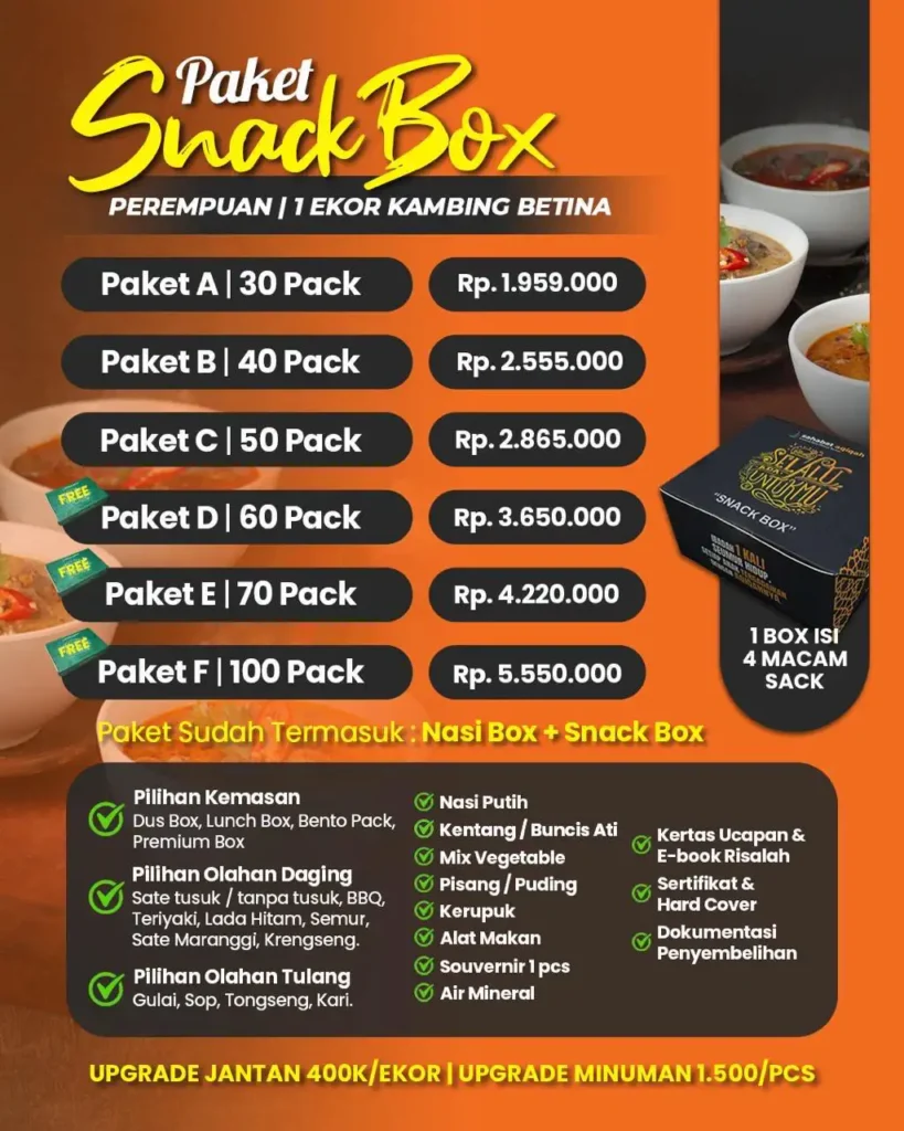 jasa aqiqah paket snack box 1 ekor kambing betina
