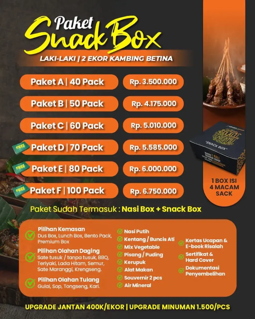 jasa aqiqah paket snack box 2 ekor kambing betina